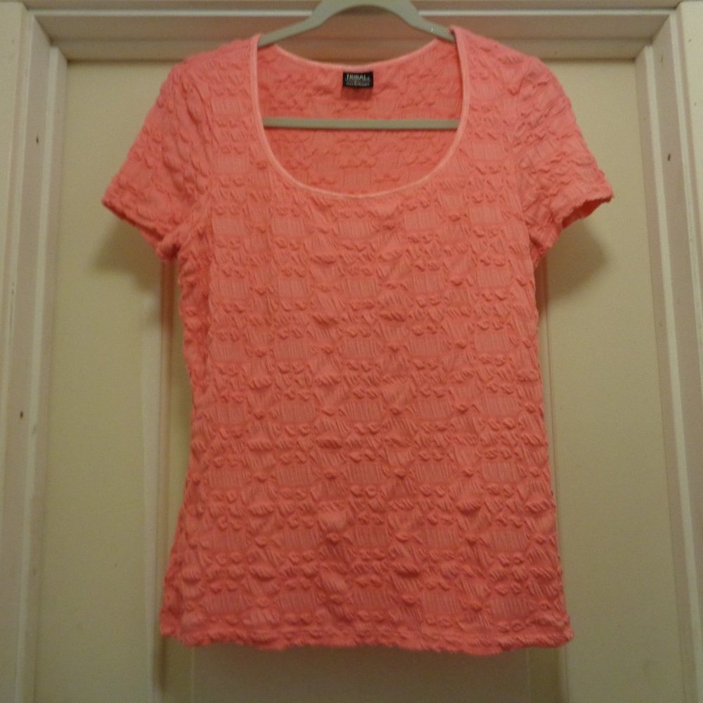 TRIBAL STRETCH PUFFY TANGERINE SHIRT BLOUSE G/L